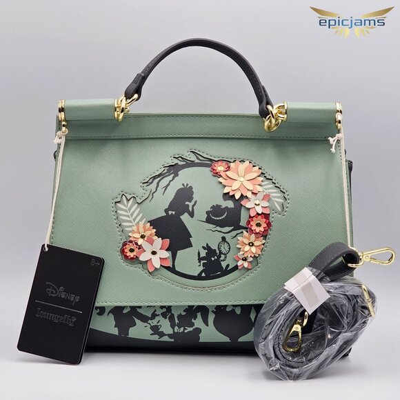 Loungefly Disney Alice in Wonderland Floral Silhouette Portrait Handbag - Picture 5 of 6